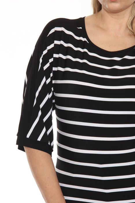 Joseph Ribkoff Striped 3/4 Sleeve Boat Neck Top 251190