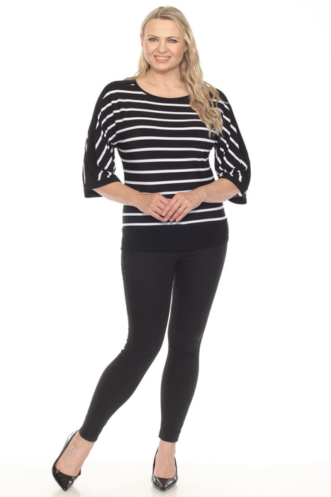 Joseph Ribkoff Striped 3/4 Sleeve Boat Neck Top 251190