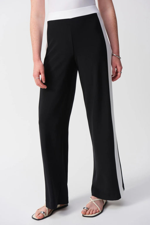 Joseph Ribkoff Style 251059 Black/Vanilla Two-Tone Color Block Wide Leg Pants