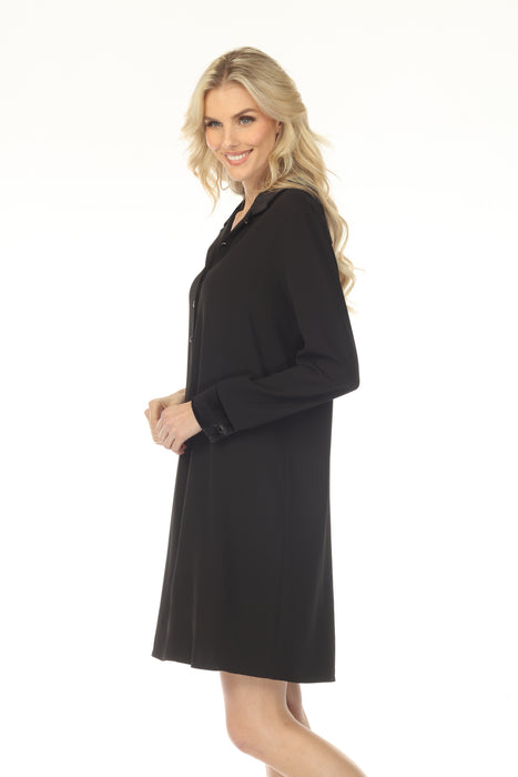 Joseph Ribkoff Black Velvet Collar Twill Shirt Dress 254156