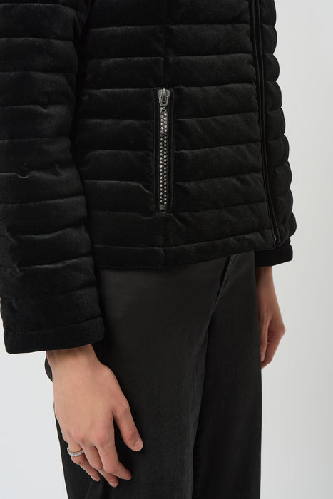 Joseph Ribkoff Black Velvet Faux Fur Puffer Jacket 253928