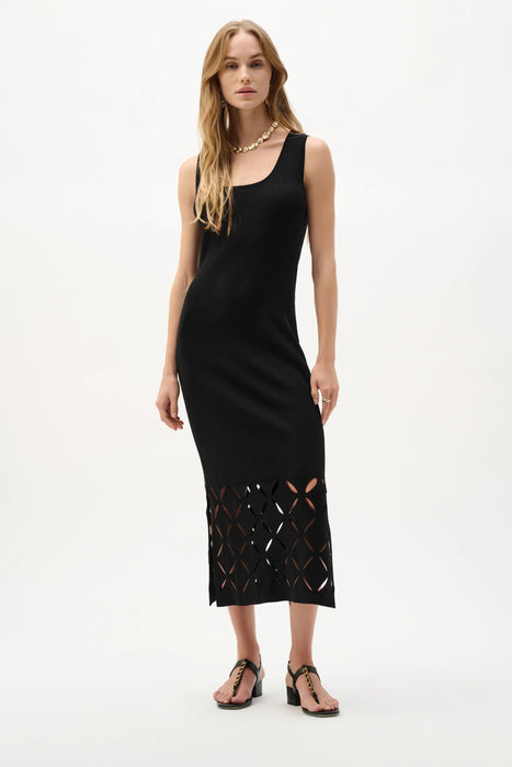 Joseph Ribkoff Black Sweater Knit Sleeveless Midi Dress 262930