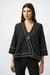 Joseph Ribkoff Style 251090 Black/White Contrast Trim Jacquard Swing Jacket