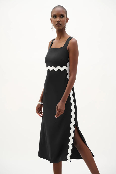 Joseph Ribkoff Contrast Trim Square Neck Midi Dress 262230