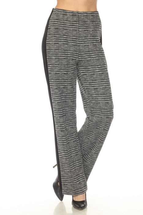 Joseph Ribkoff Black/White Glen Plaid Jacquard Wide Leg Pants 253155