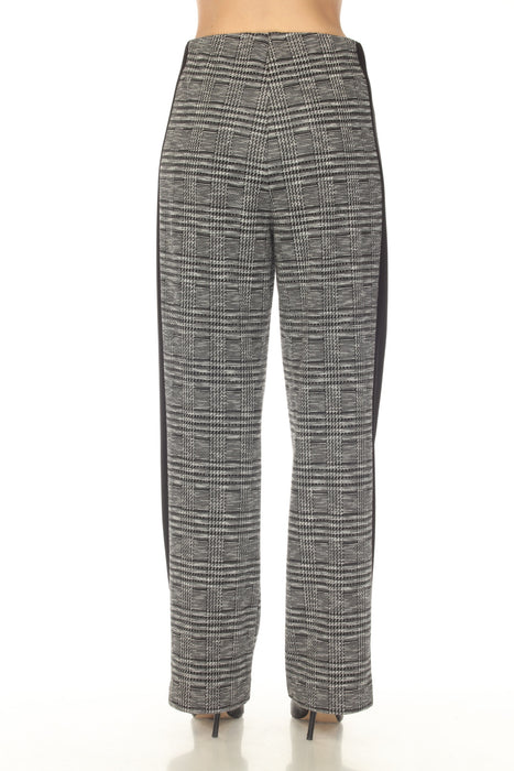 Joseph Ribkoff Black/White Glen Plaid Jacquard Wide Leg Pants 253155