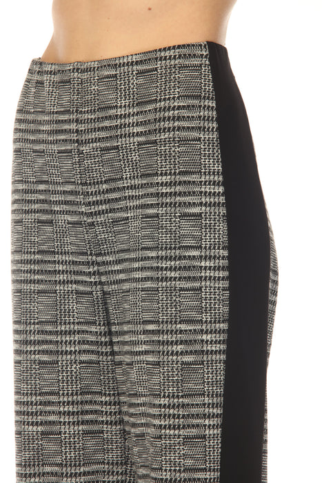 Joseph Ribkoff Black/White Glen Plaid Jacquard Wide Leg Pants 253155
