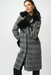 Joseph Ribkoff 253900 Black/White Plaid Print Faux Fur Coat
