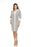 Joseph Ribkoff Style 231181 Black/White Striped Ruched Contrast Trim 3/4 Sleeves Shirt Dress