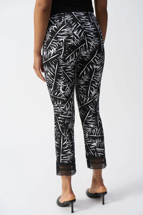 Joseph Ribkoff Black/White Tropical Print Cropped Pants 251218