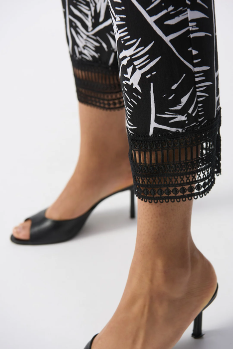 Joseph Ribkoff Black/White Tropical Print Cropped Pants 251218
