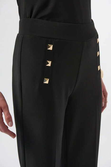 Joseph Ribkoff Black With Rivet Details Pull On Straight Pants 254099
