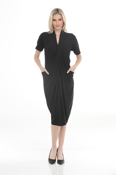 Joseph Ribkoff Black Woven Twill Draped Cocoon Dress 261273