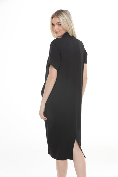 Joseph Ribkoff Black Woven Twill Draped Cocoon Dress 261273