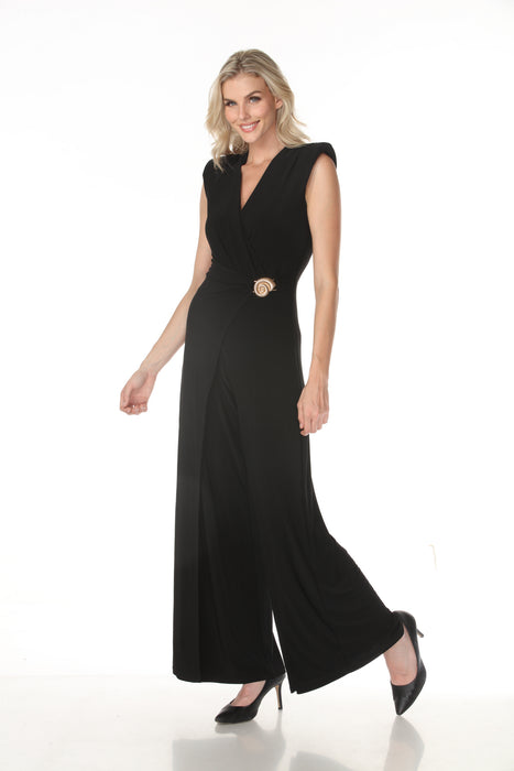 Joseph Ribkoff Black Wrap Wide-Leg Jumpsuit 262251