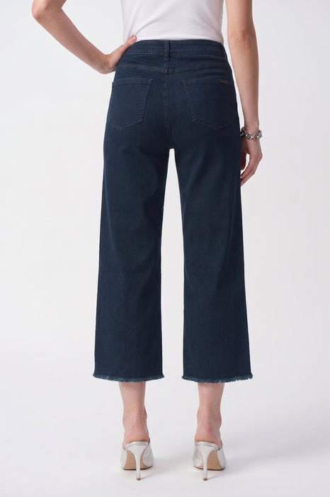 Joseph Ribkoff Dark Denim Blue Embellished Culotte Jean Pants 241903S26