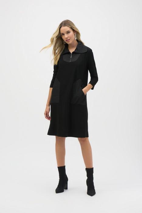 Joseph Ribkoff Zip High Neck 3/4 Sleeve Shift Dress 244045 AfterRetail Joseph Ribkoff Zip High Neck 3/4 Sleeve Shift Dress 244045 AfterRetail