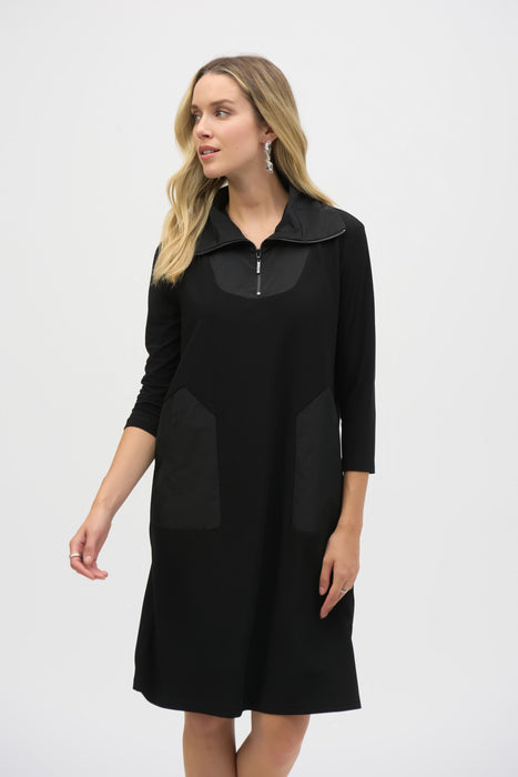 Joseph Ribkoff Zip High Neck 3/4 Sleeve Shift Dress 244045 — AfterRetail