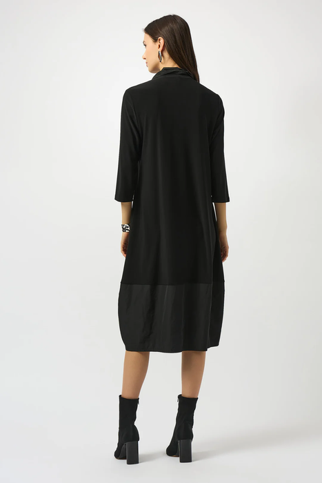 Joseph Ribkoff Black Zipped Collar 3/4 Sleeves Cocoon Dress 253066