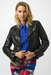 Joseph Ribkoff 253978 Black Foiled Faux Suede Moto Jacket