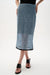 Woman wearing Joseph Ribkoff blue black striped pencil skirt for office workwear outfit