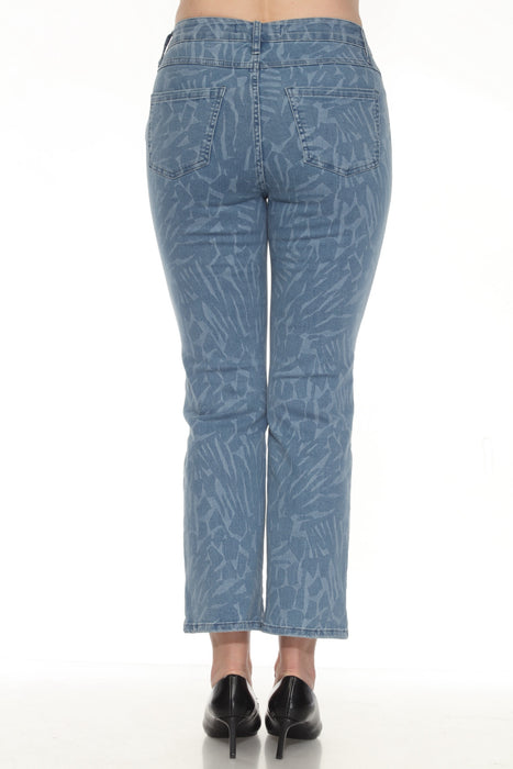 Joseph Ribkoff Blue/Denim Animal Pattern Straight Jeans 252908
