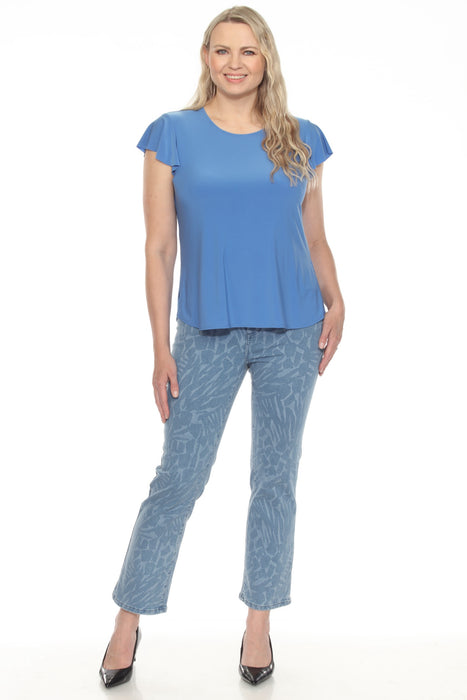 Joseph Ribkoff Blue/Denim Animal Pattern Straight Jeans 252908