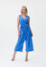 Joseph Ribkoff Style 232247 Blue Iris Belted Wrap Front Cropped Wide-Leg Jumpsuit