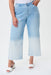 Joseph Ribkoff Style 232937 Blue/Light Blue Dip-Dyed High-Rise Frayed Cropped Wide-Leg Jeans
