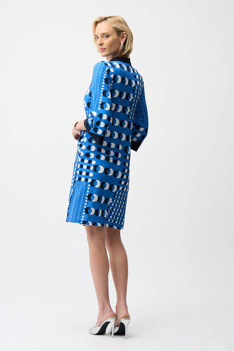 Joseph Ribkoff Blue/Vanilla Polka Dot 3/4 Sleeve Shirt Dress 261179