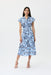 Joseph Ribkoff Style 232036 Blue/Vanilla Geometric Print Belted Midi Shirt Dress