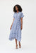 Joseph Ribkoff Style 232038 Blue/White Striped Belted Button-Down Hi-Low Midi Shirt Dress