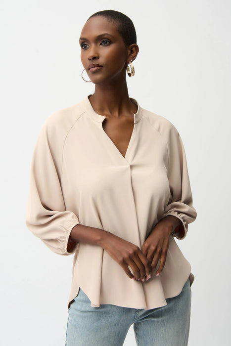 Joseph Ribkoff V-Neck Puff Sleeve Ruched Back Boxy Top 261076