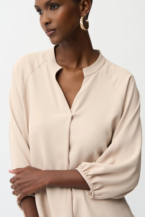 Joseph Ribkoff V-Neck Puff Sleeve Ruched Back Boxy Top 261076
