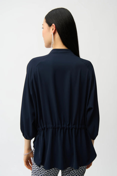 Joseph Ribkoff V-Neck Puff Sleeve Ruched Back Boxy Top 261076