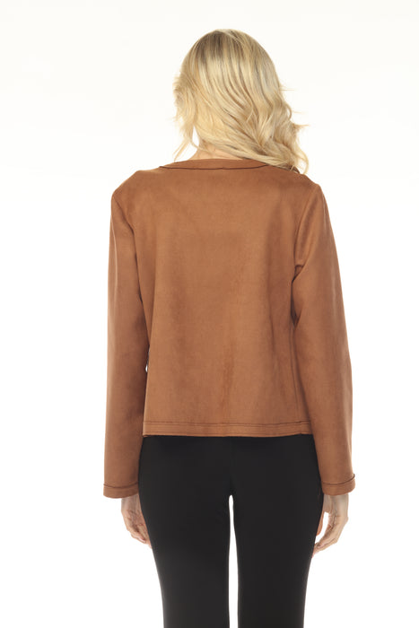 Joseph Ribkoff Brown Scuba Suede Long Sleeve Jacket 253173