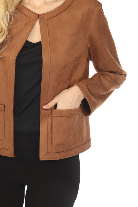 Joseph Ribkoff Brown Scuba Suede Long Sleeve Jacket 253173
