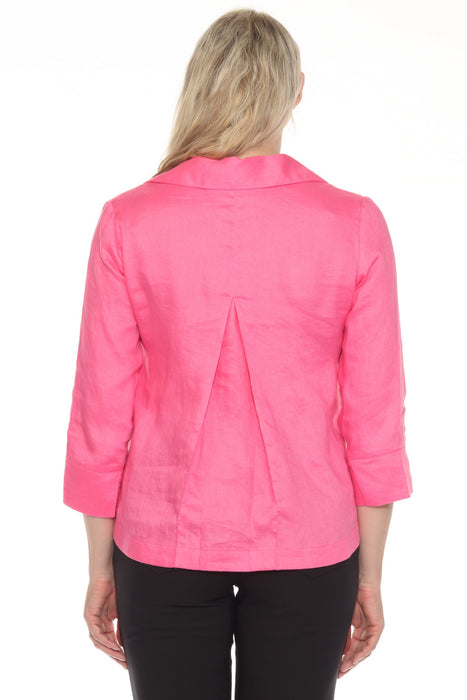 Joseph Ribkoff Collared V-Neck 3/4 Sleeve Linen Top 252933