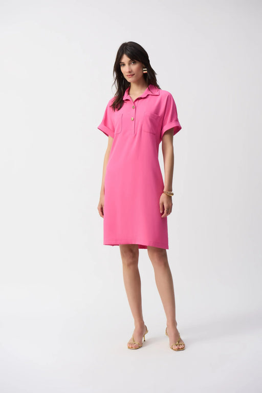 Joseph Ribkoff Style 251272 Bubble Gum Woven Short Sleeve Polo Shirt Dress