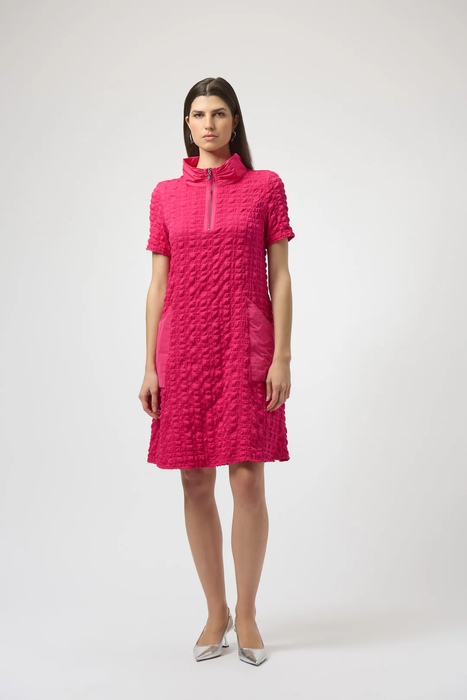 Joseph Ribkoff 251084 Geranium Bubble Jacquard A-Line Textured Dress
