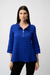 Joseph Ribkoff 253070 Royal Sapphire Bubble Textured Zipped Mock Collar 3/4 Sleeve Top