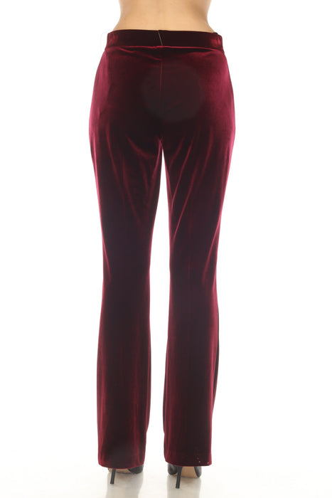 Joseph Ribkoff Burgundy Velvet Pull On Flared Pants 254195