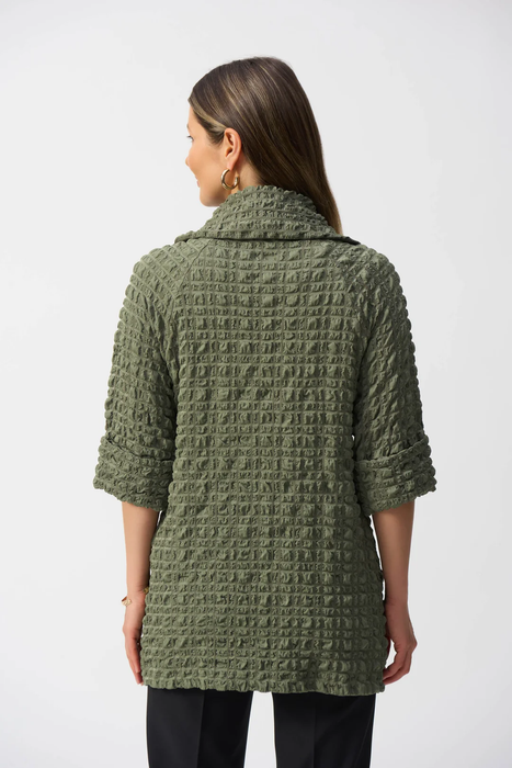 Joseph Ribkoff Cactus Green Bubble Jacquard Trapeze Jacket 251234