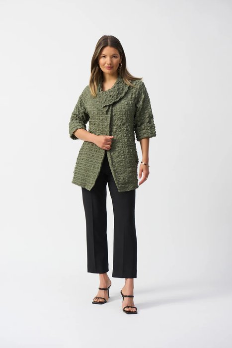 Joseph Ribkoff Cactus Green Bubble Jacquard Trapeze Jacket 251234