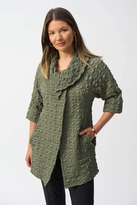 Joseph Ribkoff 251234 Cactus Green Bubble Jacquard Trapeze Jacket