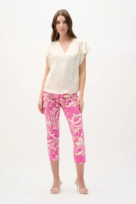 Joseph Ribkoff Canvas Butterfly Sleeves V-Neck Satin Top 262086