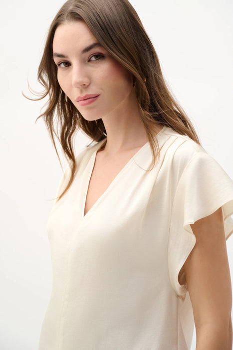 Joseph Ribkoff Canvas Butterfly Sleeves V-Neck Satin Top 262086