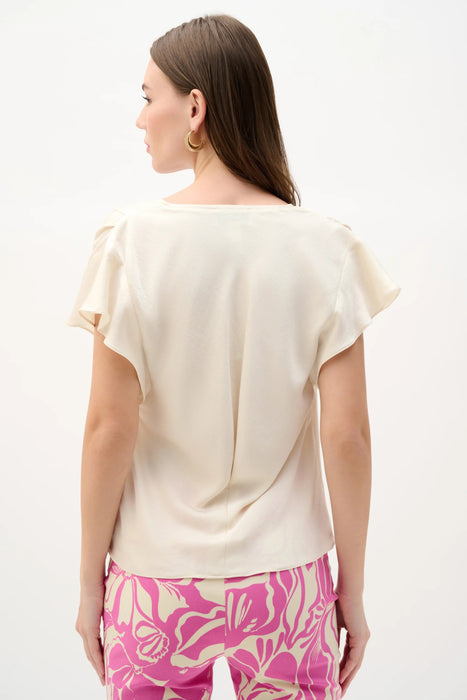 Joseph Ribkoff Canvas Butterfly Sleeves V-Neck Satin Top 262086