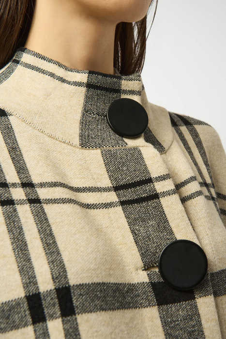 Joseph Ribkoff Champagne/Black Plaid Poncho 253903