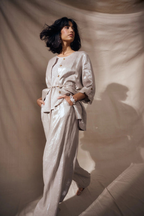 Joseph Ribkoff Champagne Foiled Linen Versatile Jacket 262979